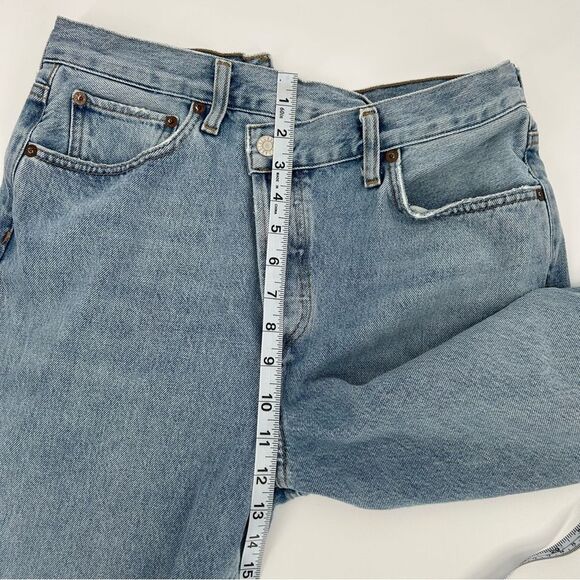 Agolde Criss Cross Straight Jeans Light Blue 28 Raw Hem - Picture 10 of 13